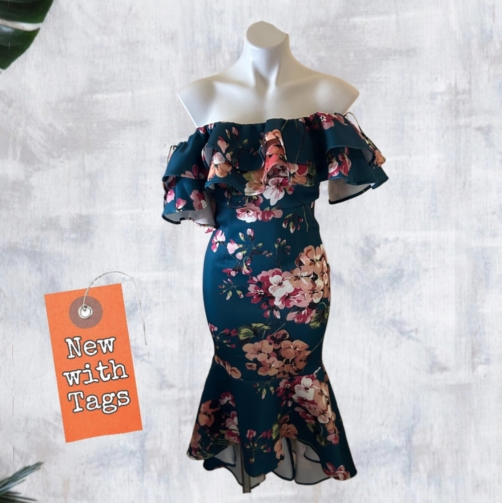 NWT/INA Off Shoulder Floral Bodycon Dress